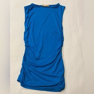 S turquoise cotton sleeveless top with gathers